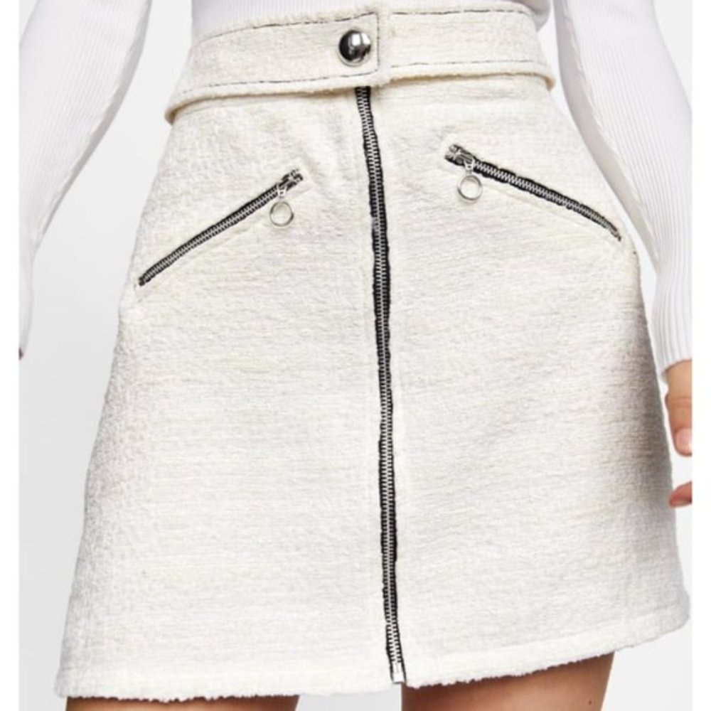 Zara White Zip Up Skirt